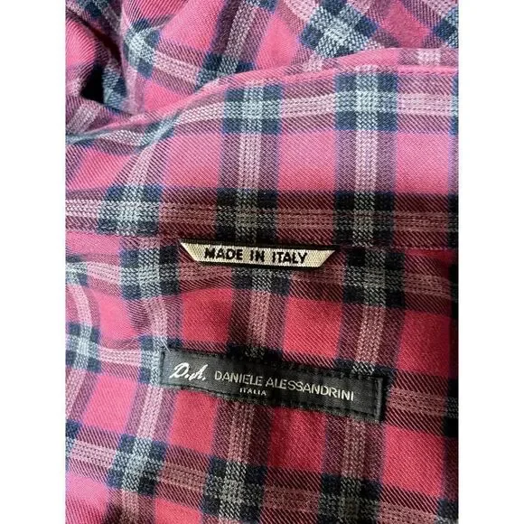Daniele Alessandrini  Red Black Plaid Shirt - 16 - Picture 3 of 3